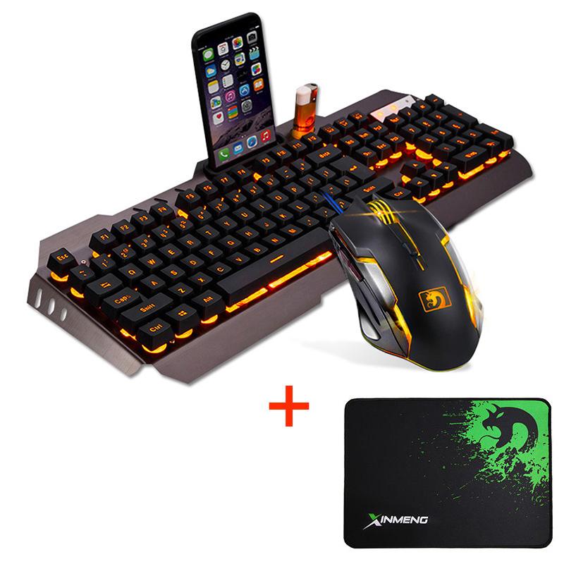 Wired LED Backlit Multimedia Ergonomic Usb Gaming Keyboard Mouse Combo Mouse Sets + Mouse Pad